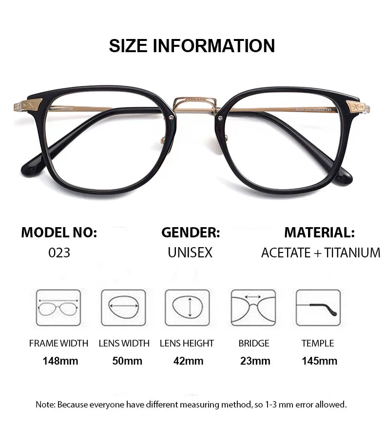 Summer Flower Unisex Full Rim Square Acetate Titanium Eyeglasses 84023