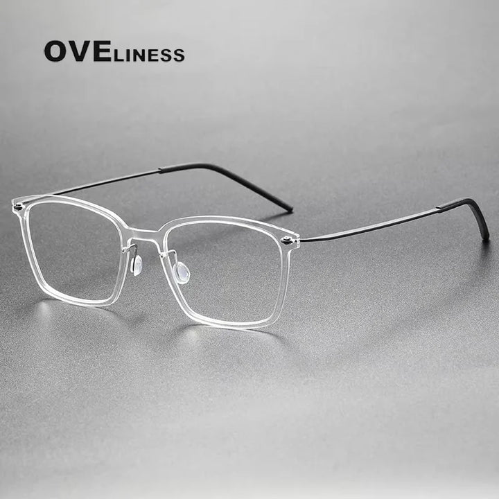 Oveliness Unisex Full Rim Square Titanium Acetate Eyeglasses 6536 Full Rim Oveliness transparent