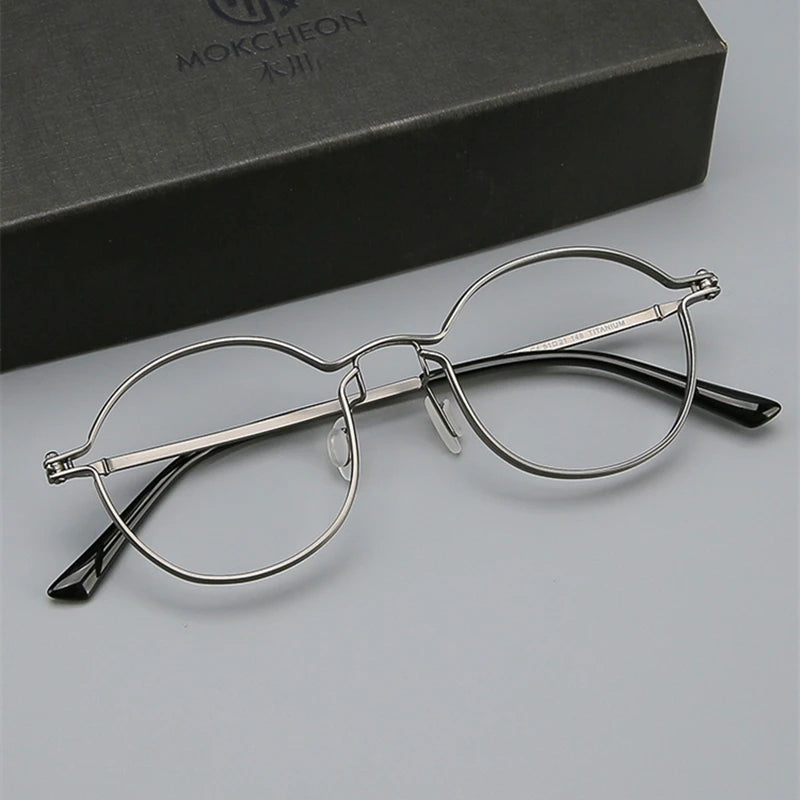 Black Mask Unisex Full Rim Oval Round Titanium Eyeglasses 395897