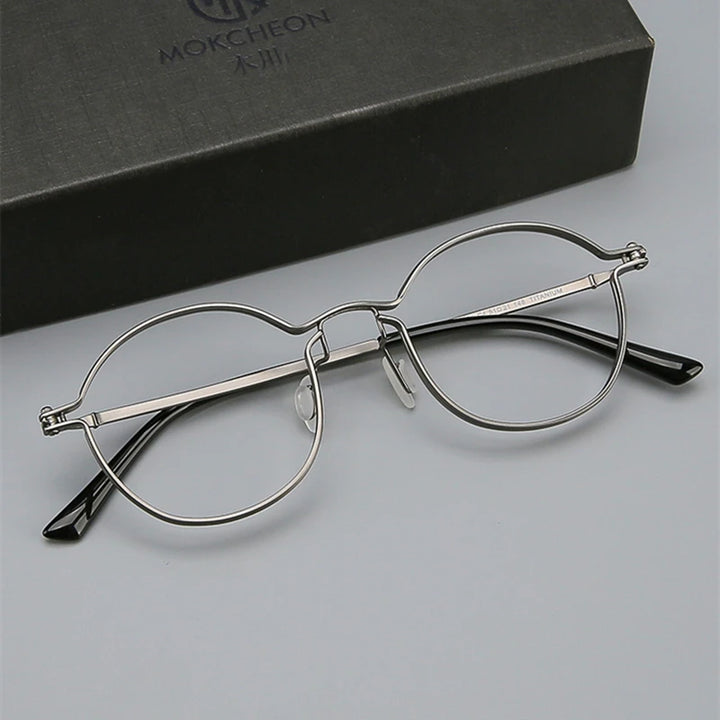 Black Mask Unisex Full Rim Oval Round Titanium Eyeglasses 395897