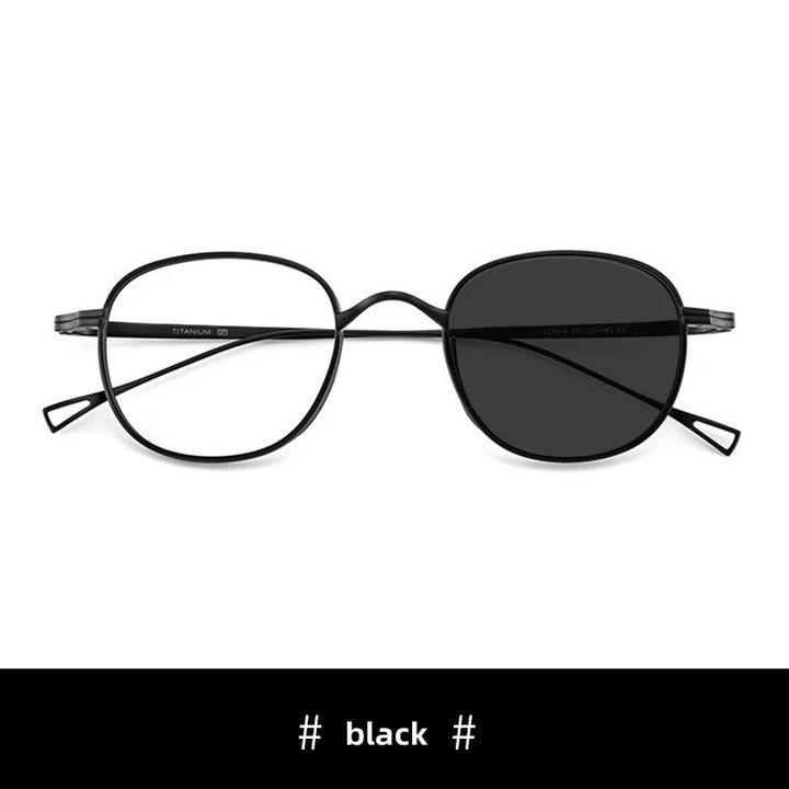 Kocolior Unisex Full Rim Round Titanium Hyperopic Reading Glasses 8016 Reading Glasses Kocolior Photochromic Black 0 