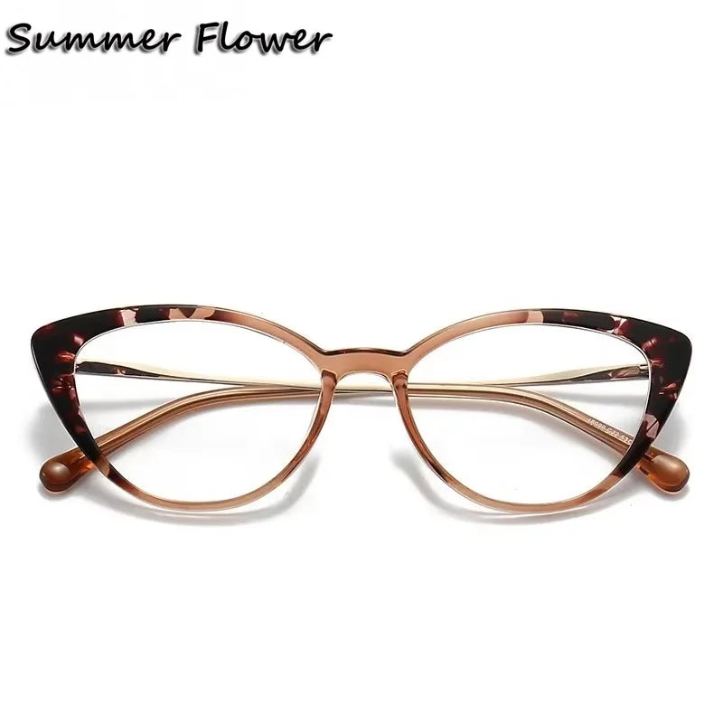Summer Flower 1018 Women's Round Full Rim Eyeglasses