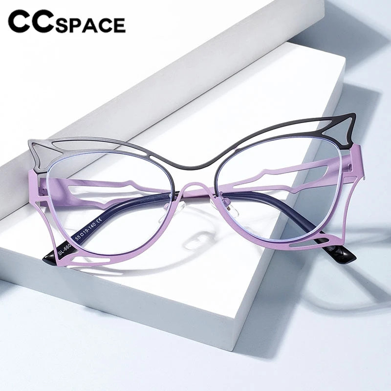 CCspace Women's Full Rim Oval Butterfly  Alloy Eyeglasses 300780 Full Rim CCSpace   