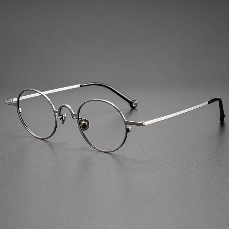 Kocolior Unisex Full Rim Small Round Titanium Hyperopic Reading Glasses K080 Reading Glasses Kocolior Gun 0 