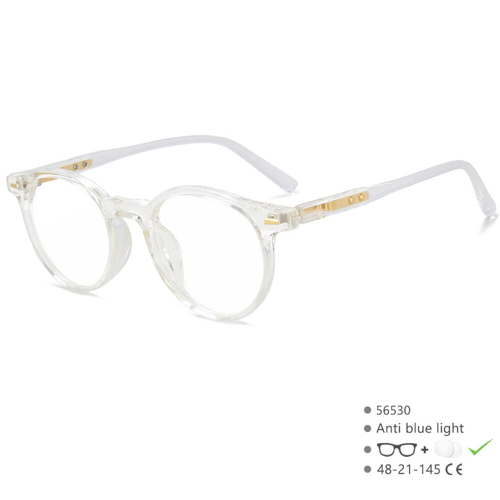 CCspace Unisex Full Rim Round Acetate Eyeglasses 56530 Full Rim CCspace C6Clear  