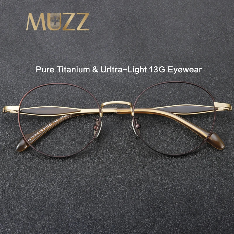 Muzz Unisex Full Rim Round Square Titanium Eyeglasses 6058 Full Rim Muzz   