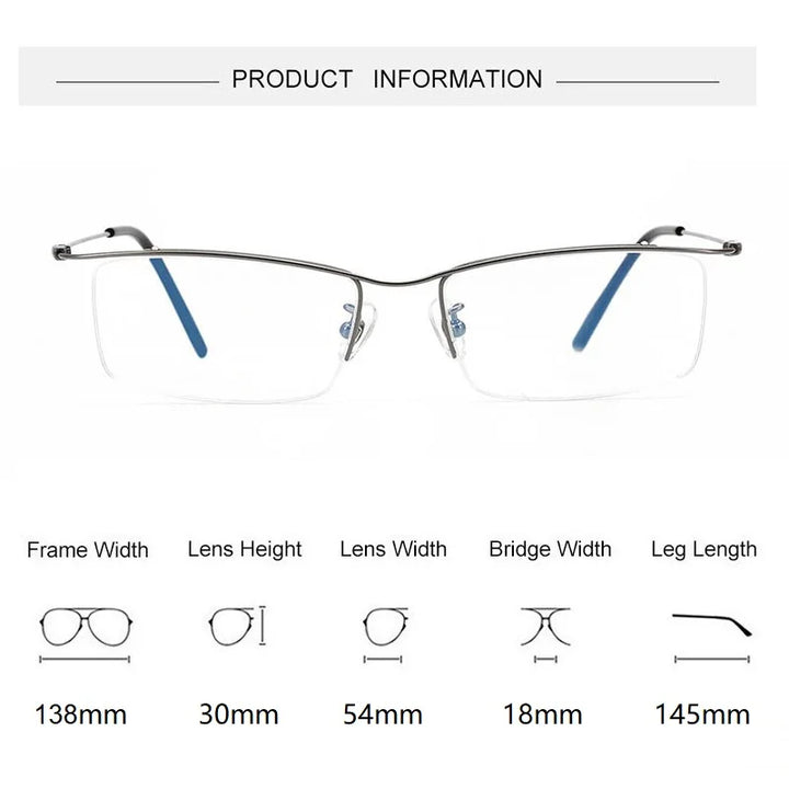 Eleccion Unisex Semi Rim Square Brow Line Titanium Eyeglasses 1068