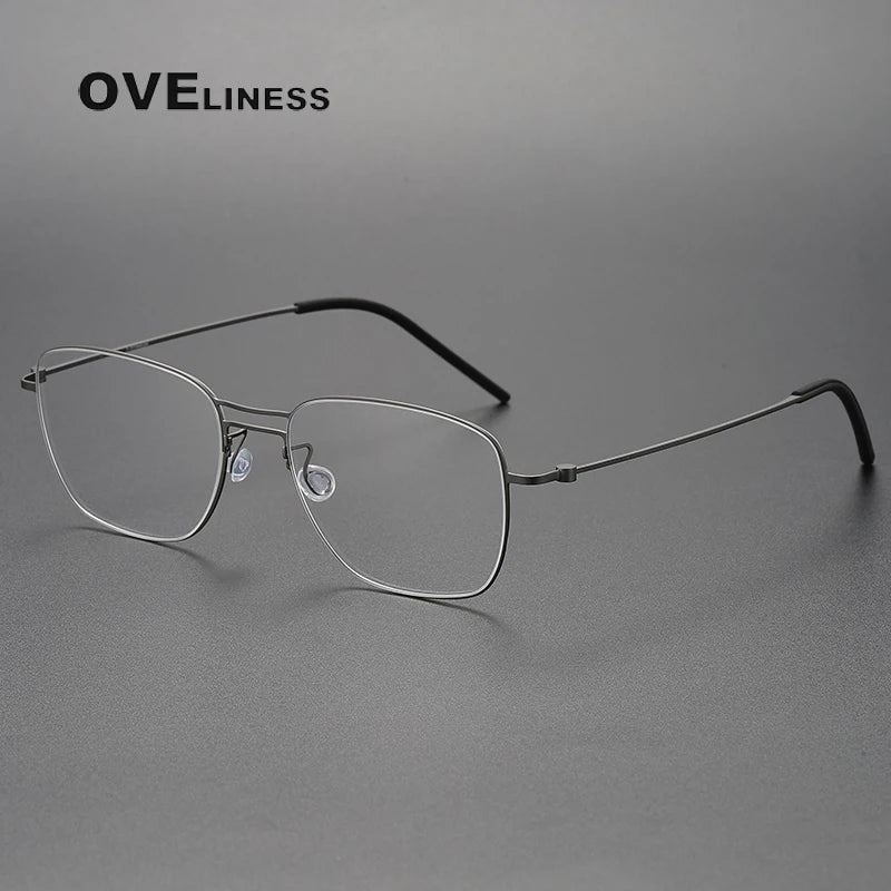 Oveliness Unisex Full Rim Square Double Bridge Titanium Eyeglasses O5524 Full Rim Oveliness gun  