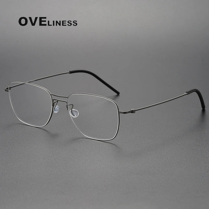 Oveliness Unisex Full Rim Square Double Bridge Titanium Eyeglasses O5524 Full Rim Oveliness gun  