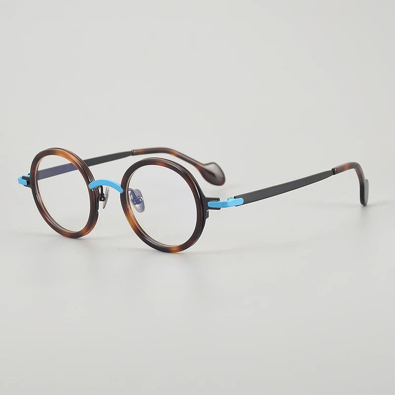 Muzz Unisex Full Rim Round Acetate Titanium Eyeglasses 817402
