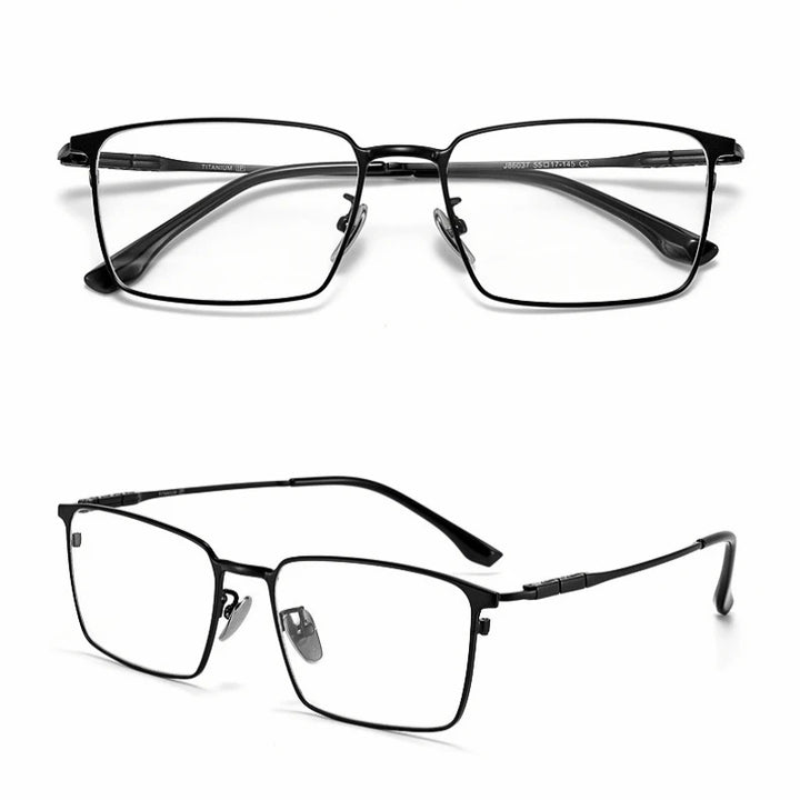 Yimaruli Men's Full Rim Square IP Titanium Eyeglasses J86037 Full Rim Yimaruili Eyeglasses Black  