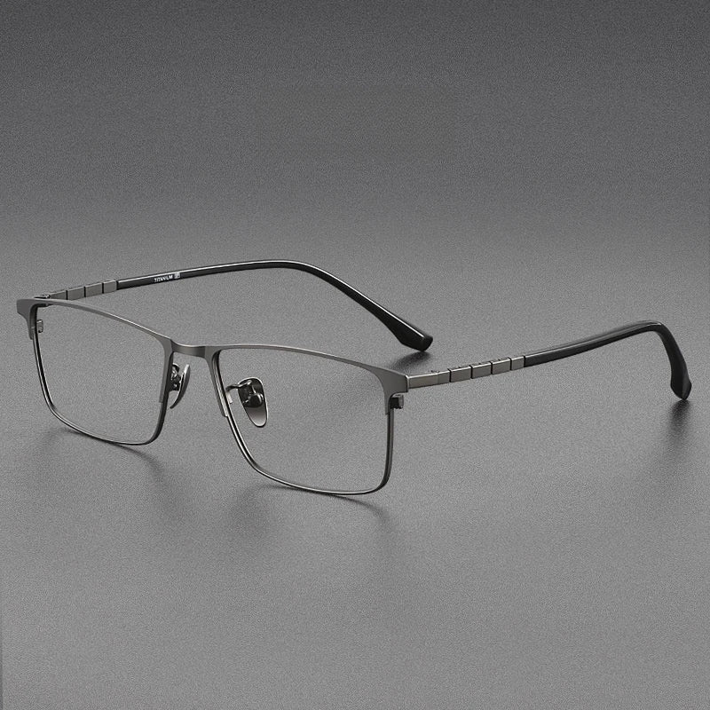 Yimaruili Men's Full Rim Square Titanium Alloy Eyeglasses Y89188 Full Rim Yimaruili Eyeglasses Gun  