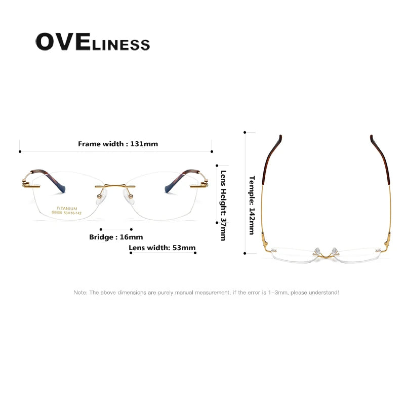 Oveliness Women's Rimless Oval Cat Eye Titanium Eyeglasses 196006 Rimless Oveliness   