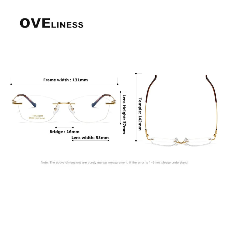 Oveliness Women's Rimless Oval Cat Eye Titanium Eyeglasses 196006 Rimless Oveliness   