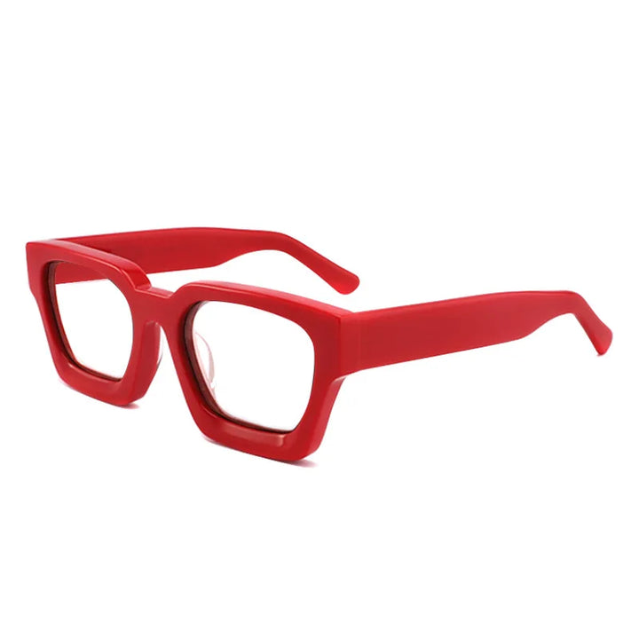 Brightzone Unisex Full Rim Square Thick Acetate Eyeglasses 5437 Full Rim Brightzone C6 Bright Red  