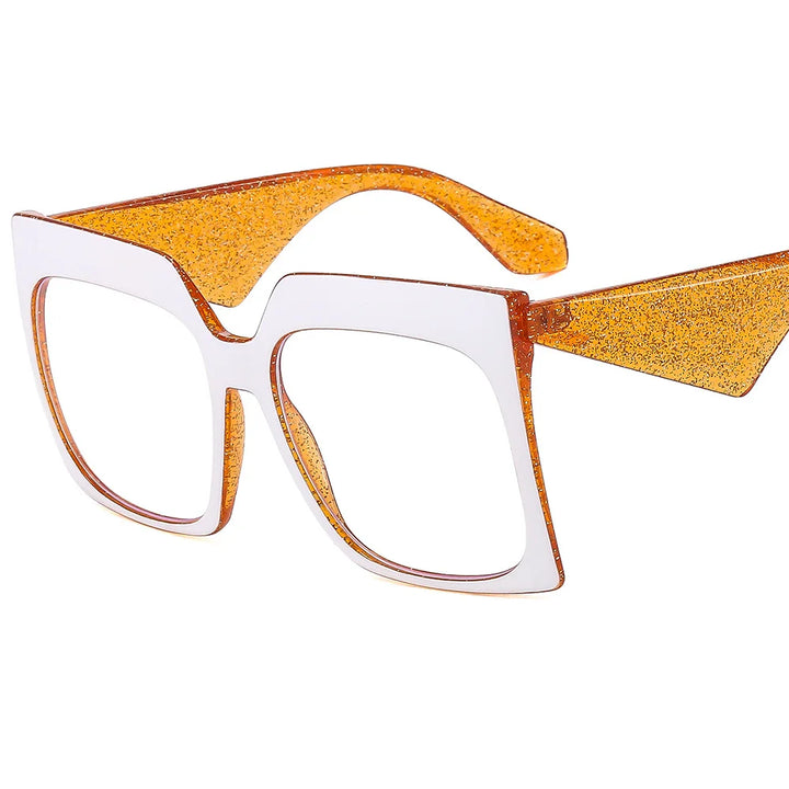 CCspace Women's Full Rim Thick  Square Polycarbonate Eyeglasses 3060 Full Rim CCSpace OrangeWhite  