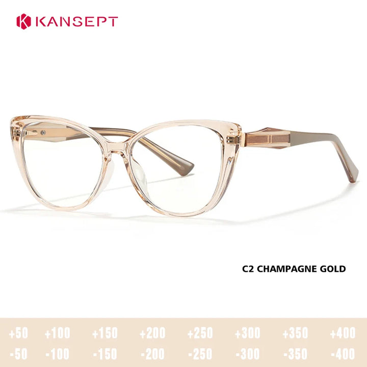 Kansept Women's Full Rim Oval Cat Eye Tr 90 Alloy Reading Glasses 527011