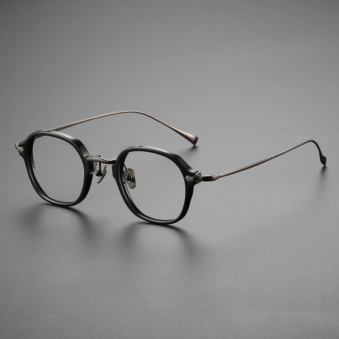 Yimaruili Unisex Full Rim Square Oval Acetate Titanium Eyeglasses 369183