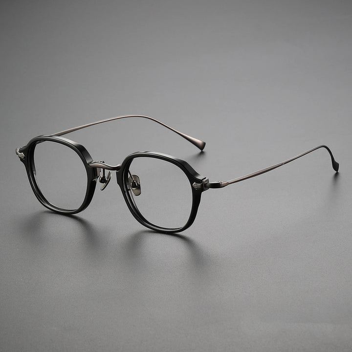 Yimaruili Unisex Full Rim Square Oval Acetate Titanium Eyeglasses 369183