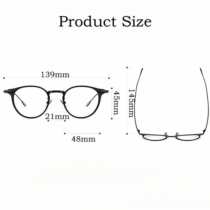 Yimaruili Unisex Full Rim Round Titanium Eyeglasses Y0061 Full Rim Yimaruili Eyeglasses   