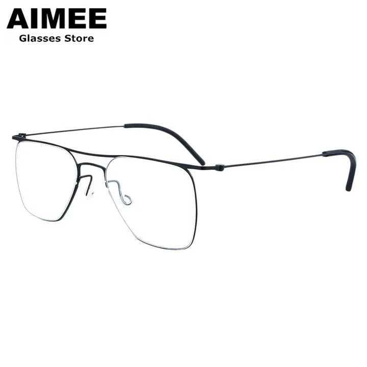 Aimee Women's Full Rim Square Double Bridge Brow Line Titanium Eyeglasses 55702
