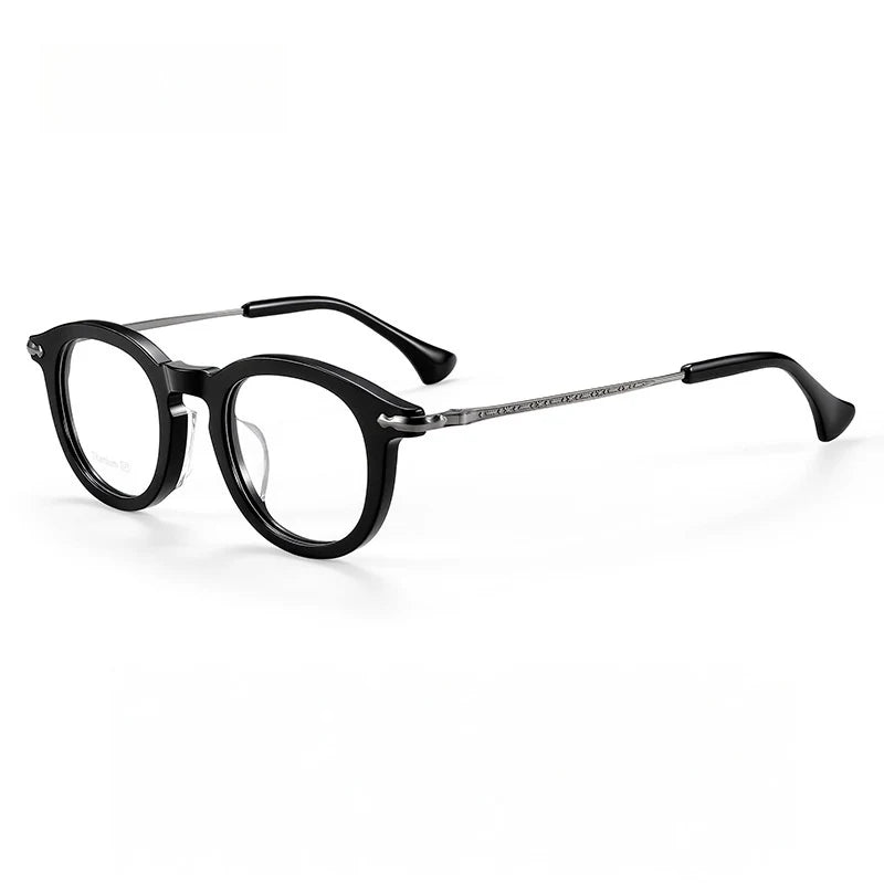 Yimaruili Unisex Full Rim Round Titanium &amp; Acetate Eyeglasses 80907 — view 5 | Yimaruili at FuzWeb