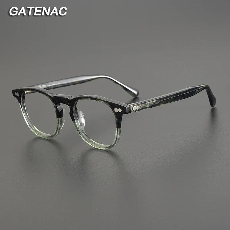 Gatenac Unisex Full Rim Square Acetate Eyeglasses Gxyj1142 Full Rim Gatenac   