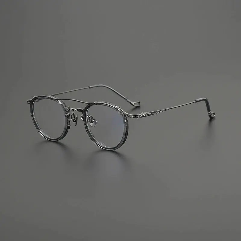 Gatenac Unisex Full Rim Oval Double Bridge Acetate Titanium Eyeglasses 574154 FuzWeb