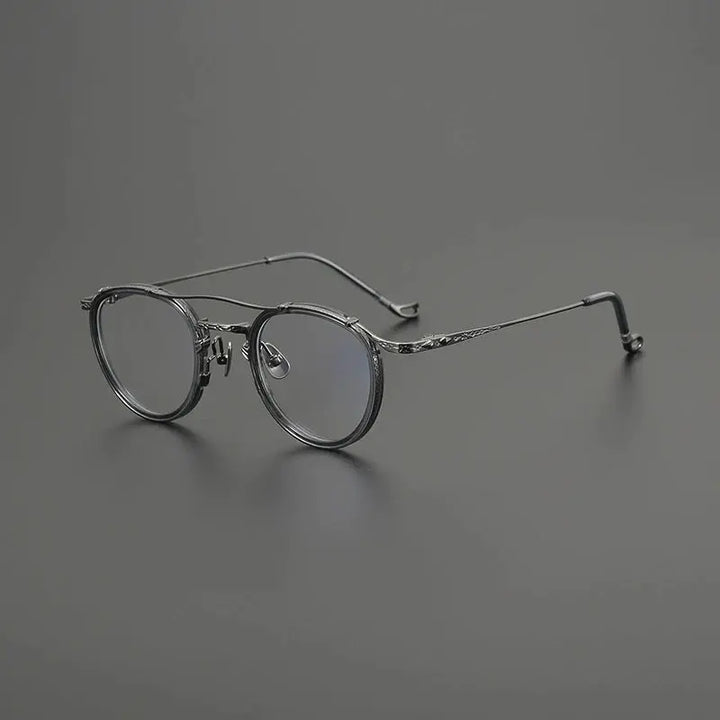 Gatenac Unisex Full Rim Oval Double Bridge Acetate Titanium Eyeglasses 574154 FuzWeb