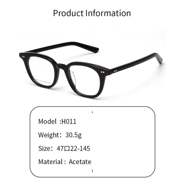 KatKani Unisex Full Rim Square Round Acetate Eyeglasses H011 Full Rim KatKani Eyeglasses   