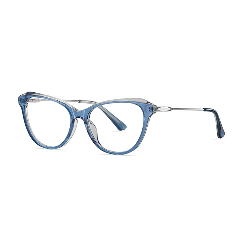 Ralferty Women's Full Rim Square Cat Eye Acetate Eyeglasses R9216 Full Rim Ralferty C714 Blue CHINA 