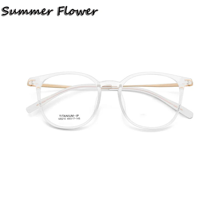 Summer Flower Women's Full Rim Square Tr 90 Titanium Eyeglasses 88210 Full Rim Summer Flower Transparent White