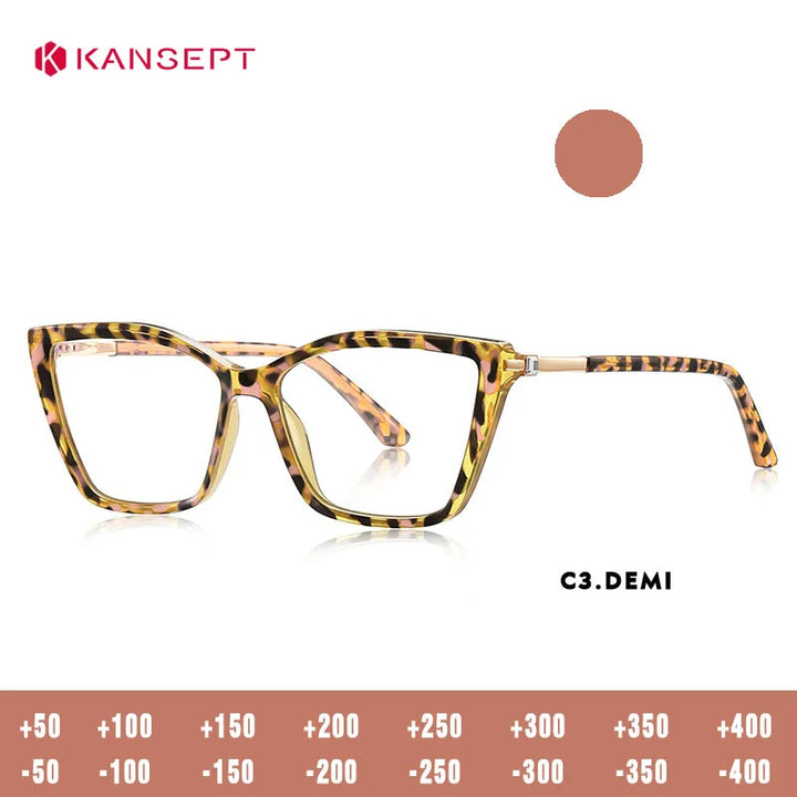 Kansept Women's Full Rim Square Tr 90 Titanium Reading Glasses 22387