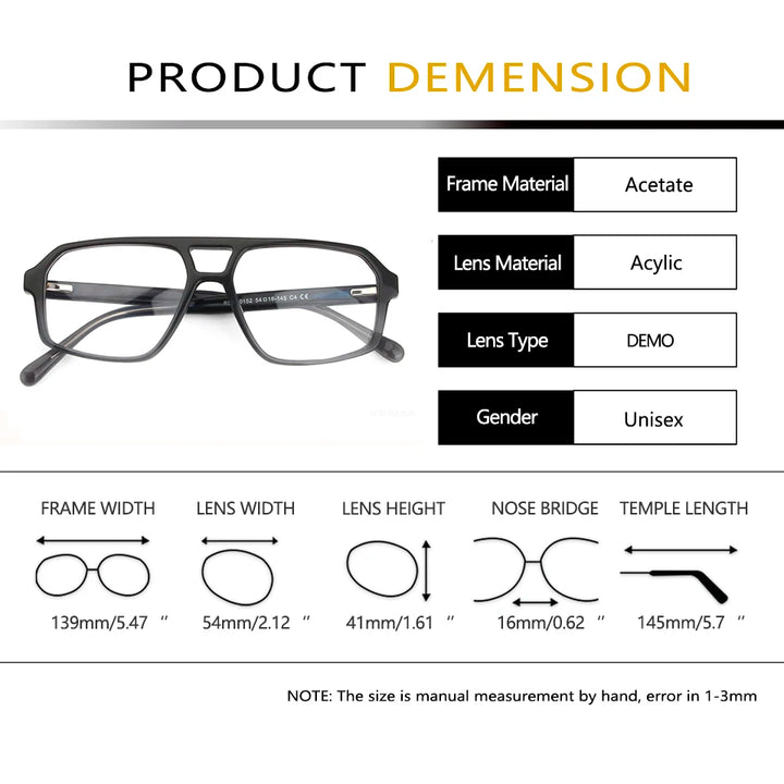 Esnbie Unisex Full Rim Pilot Acetate Eyeglasses RDA-10152