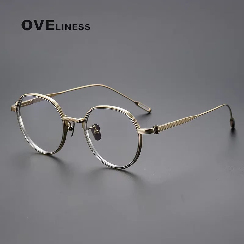 Oveliness Unisex Full Rim Flat Top Oval Titanium Eyeglasses 64261