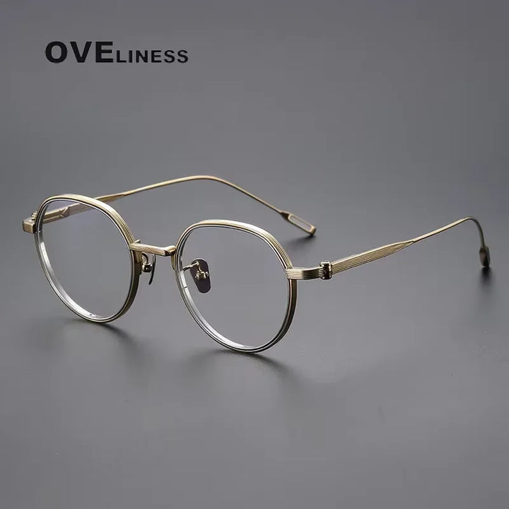 Oveliness Unisex Full Rim Flat Top Oval Titanium Eyeglasses 64261