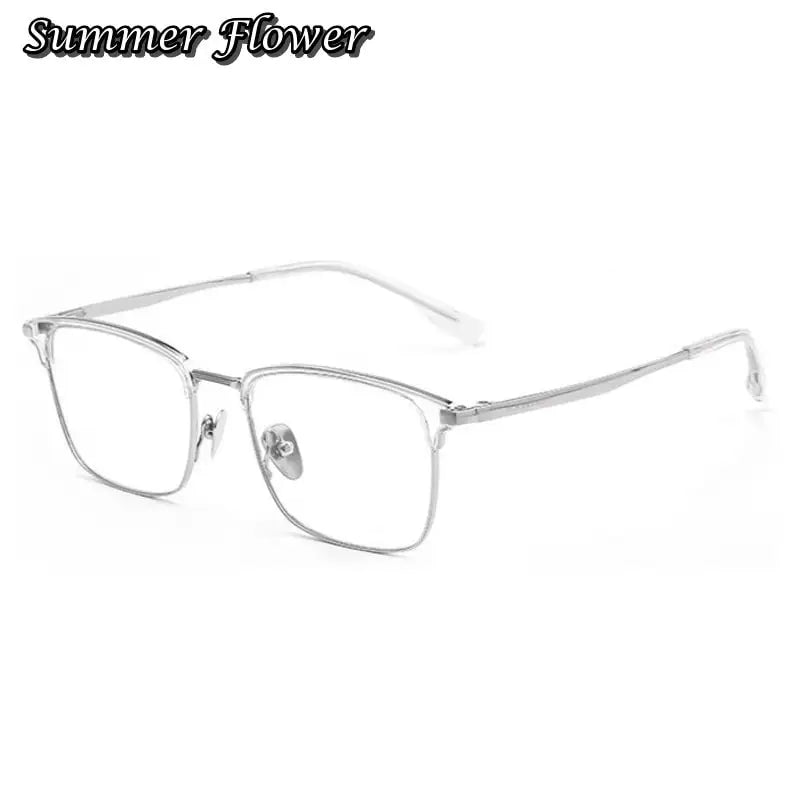 Summer Flower Men's Full Rim Square Titanium Eyeglasses 70104
