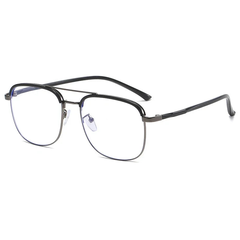 Handoer Unisex Full Rim Square Double Bridge Alloy Acetate Eyeglasses 28714