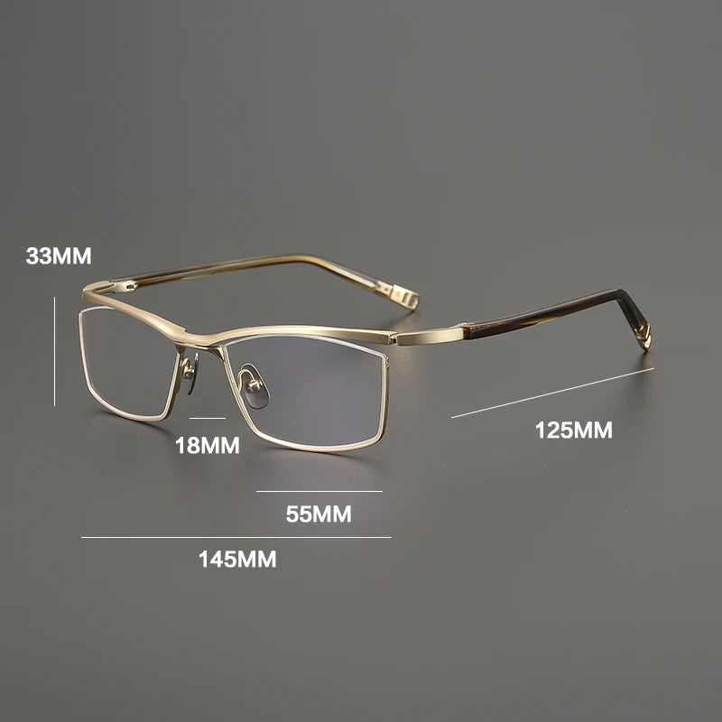 Gatenac Unisex Full Rim Square Brow Line Titanium Eyeglasses Gxyj1579