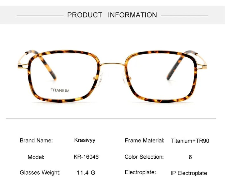 Krasivyy Men's Full Rim Square Tr 90 Titanium Eyeglasses Kr16046 Full Rim Krasivyy   