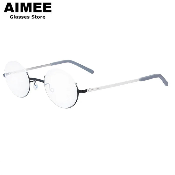 Aimee Women's Semi Rim Round Screwless Titanium Eyeglasses 198802
