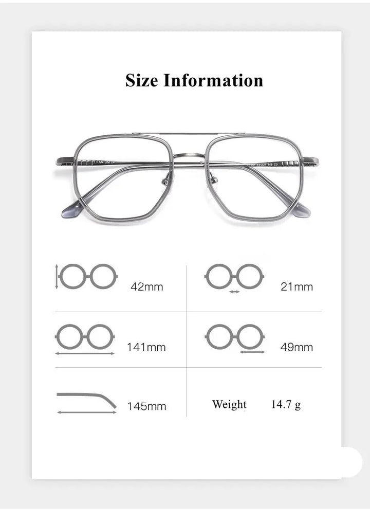 Chashma Ottica Men's Full Rim Polygon Double Bridge Titanium Acetate Eyeglasses 13613
