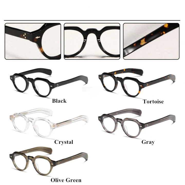 Black Mask Unisex Full Rim Flat Top Round Acetate Eyeglasses 4623142 Full Rim Black Mask   