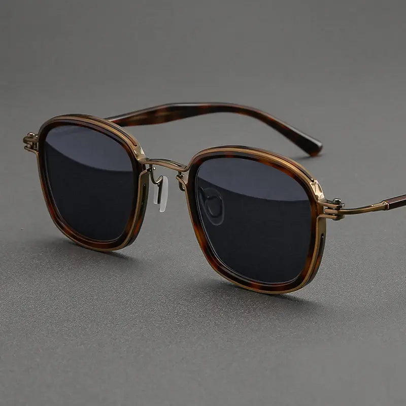 Black Mask Men Full Rim Square Titanium Polarized Sunglasses BM-A5863S