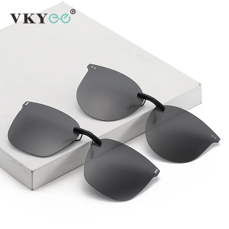 Vicky Unisex Rimless Oval Alloy Polarized Clip On Or Flip Up Sunglasses V003 Clip On Sunglasses Vicky   