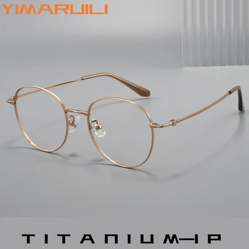 Yimaruili Unisex Full Rim Round Pure Titanium Eyeglasses 0839F — view 1 | Yimaruili at FuzWeb