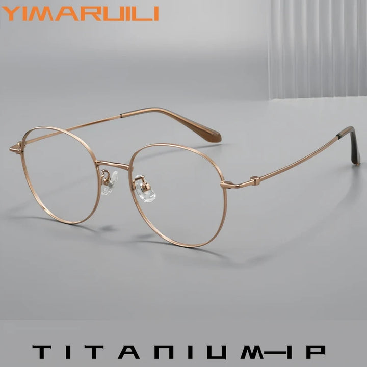 Yimaruili Unisex Full Rim Round Pure Titanium Eyeglasses 0839F — view 1 | Yimaruili at FuzWeb
