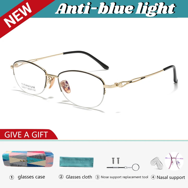 Vicky Women's Semi Rim Square Oval Alloy Reading Glasses 26017