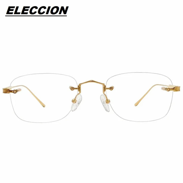 Eleccion Unisex Rimless Square Titanium Eyeglasses 228O