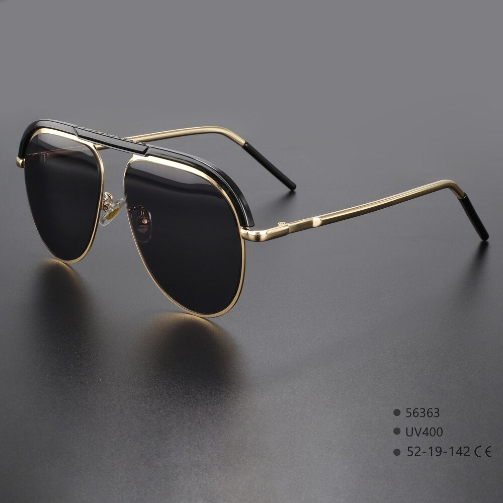 CCspace Unisex Full Rim Large Square Alloy UV400 Sunglasses 56363 Sunglasses CCspace Sunglasses C2BlackGold  